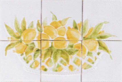 Carreaux Satin décorés Citrons panier