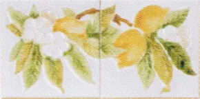 Carreaux Satin décorés Citrons feuillage