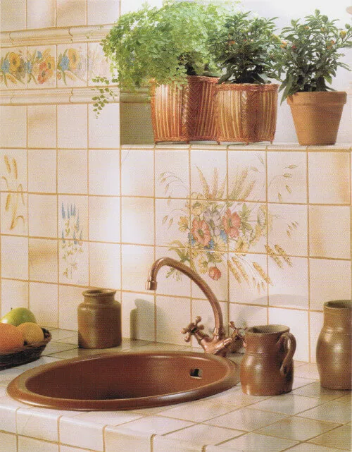 Cuisine motif fleurs des champs