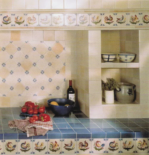 Cuisine motif Coqs/Campnules
